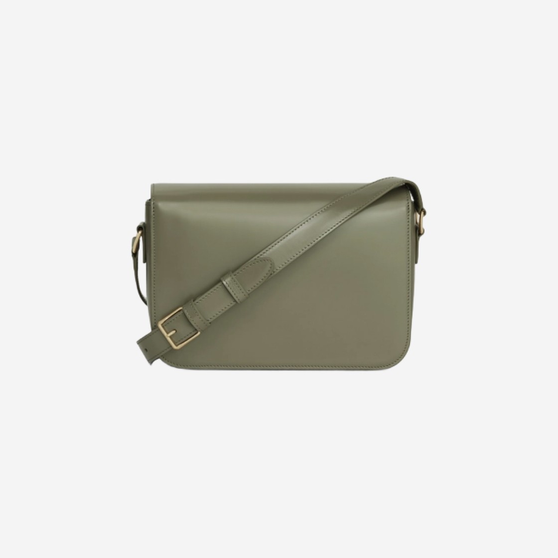 Celine Medium Triomphe Bag in Shiny Calfskin Soft Khaki 상세 이미지 3