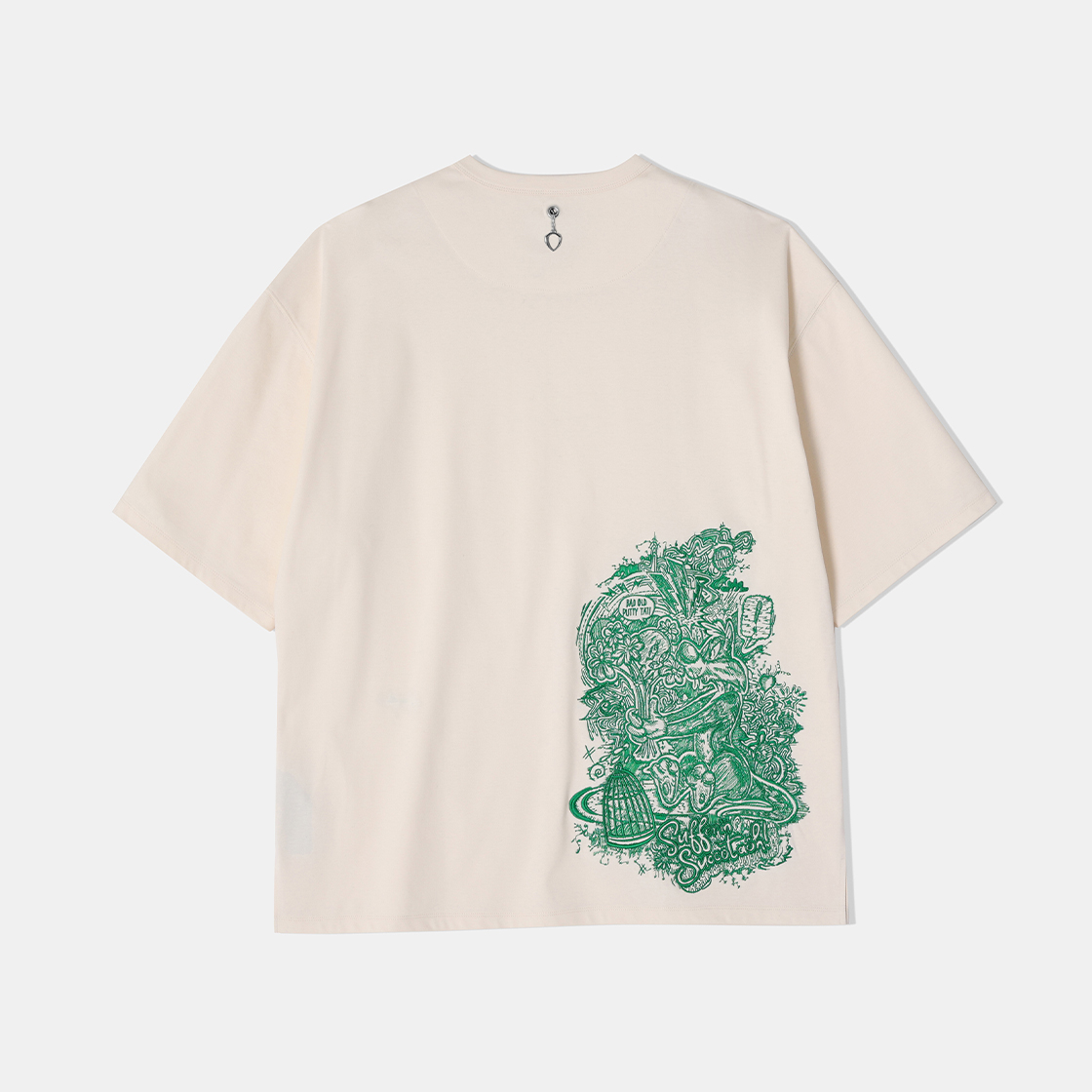 송지오 옴므 워너브러더스 실베스터 엠브로이드 티셔츠 크림