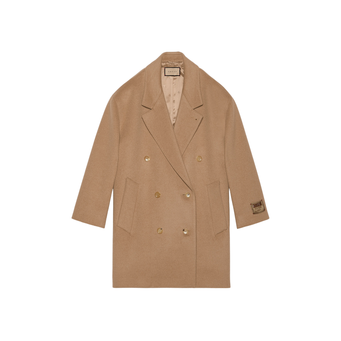 (W) Gucci Camel Coat with Embroidered Label Beige 상세 이미지 1