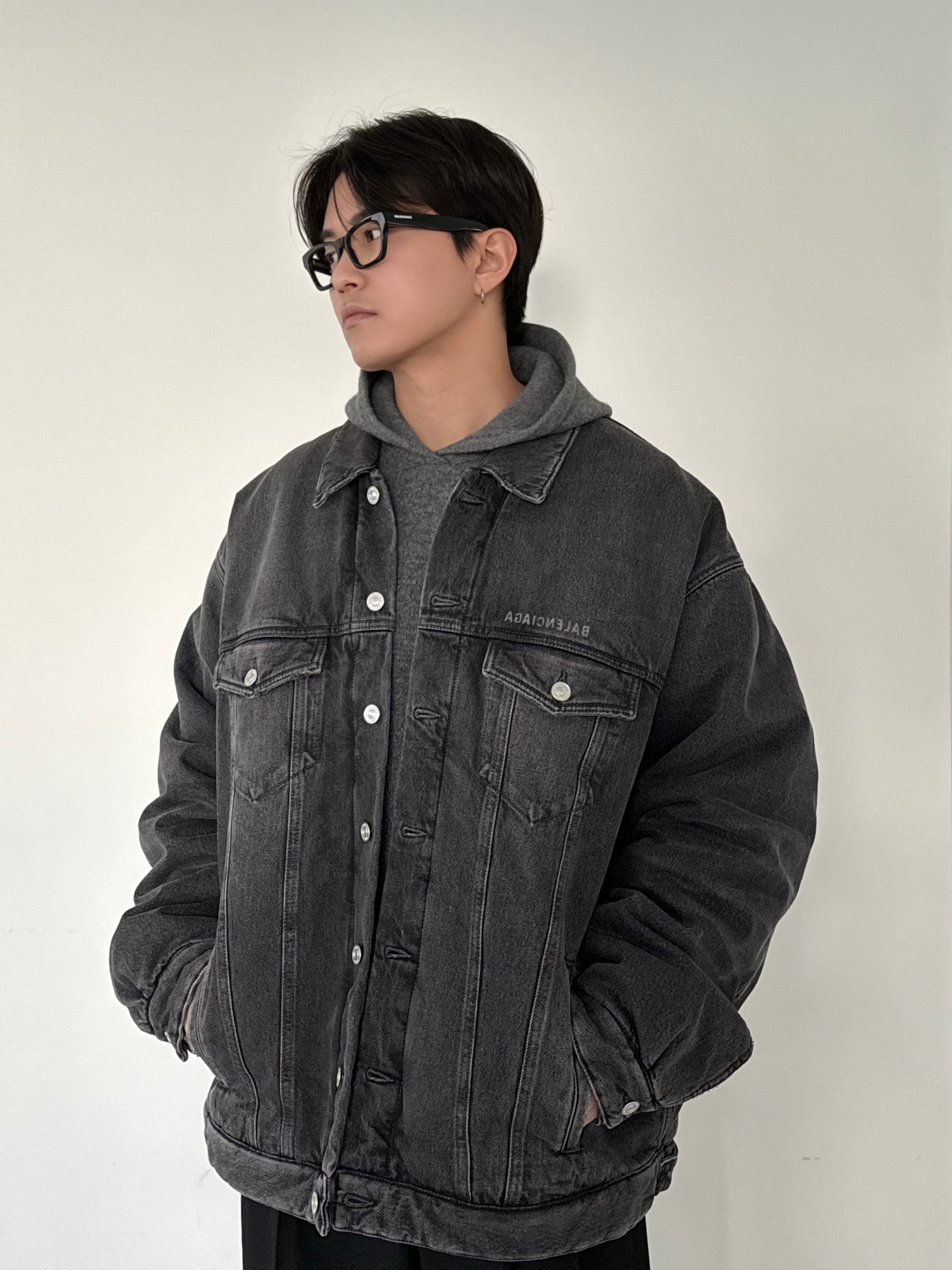 Balenciaga Steroid Derby Black, Balenciaga Mirror Padded Denim Jacket Dark Grey ์ฐฉ์ฉ ์คํ์ผ - 6