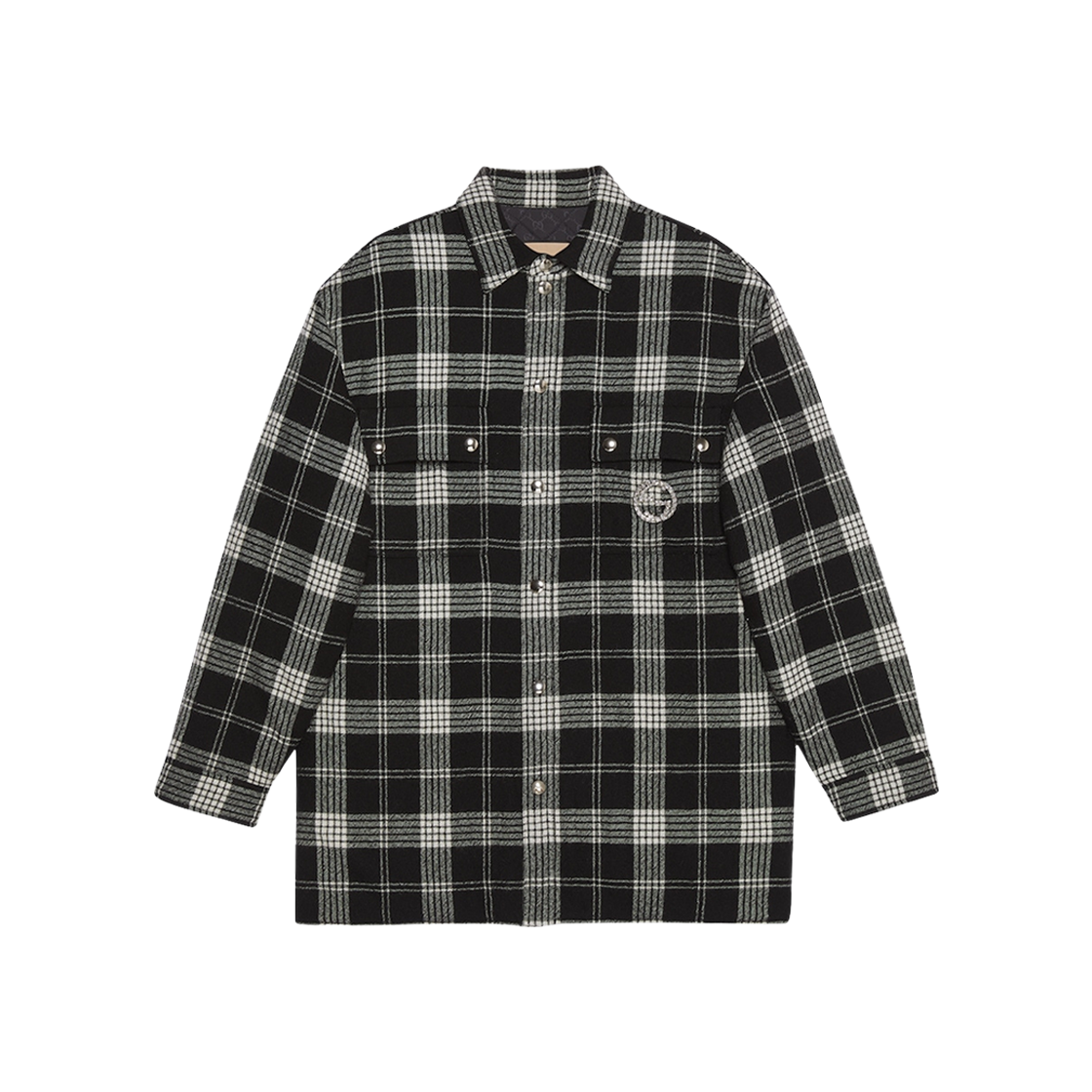 (W) Gucci Check Flannel Shirt Black White 상세 이미지 1