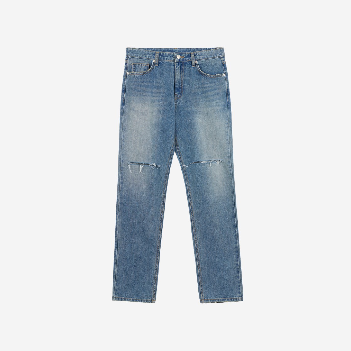 Deinet Straight Slit Denim Pants in Blue 상세 이미지 1