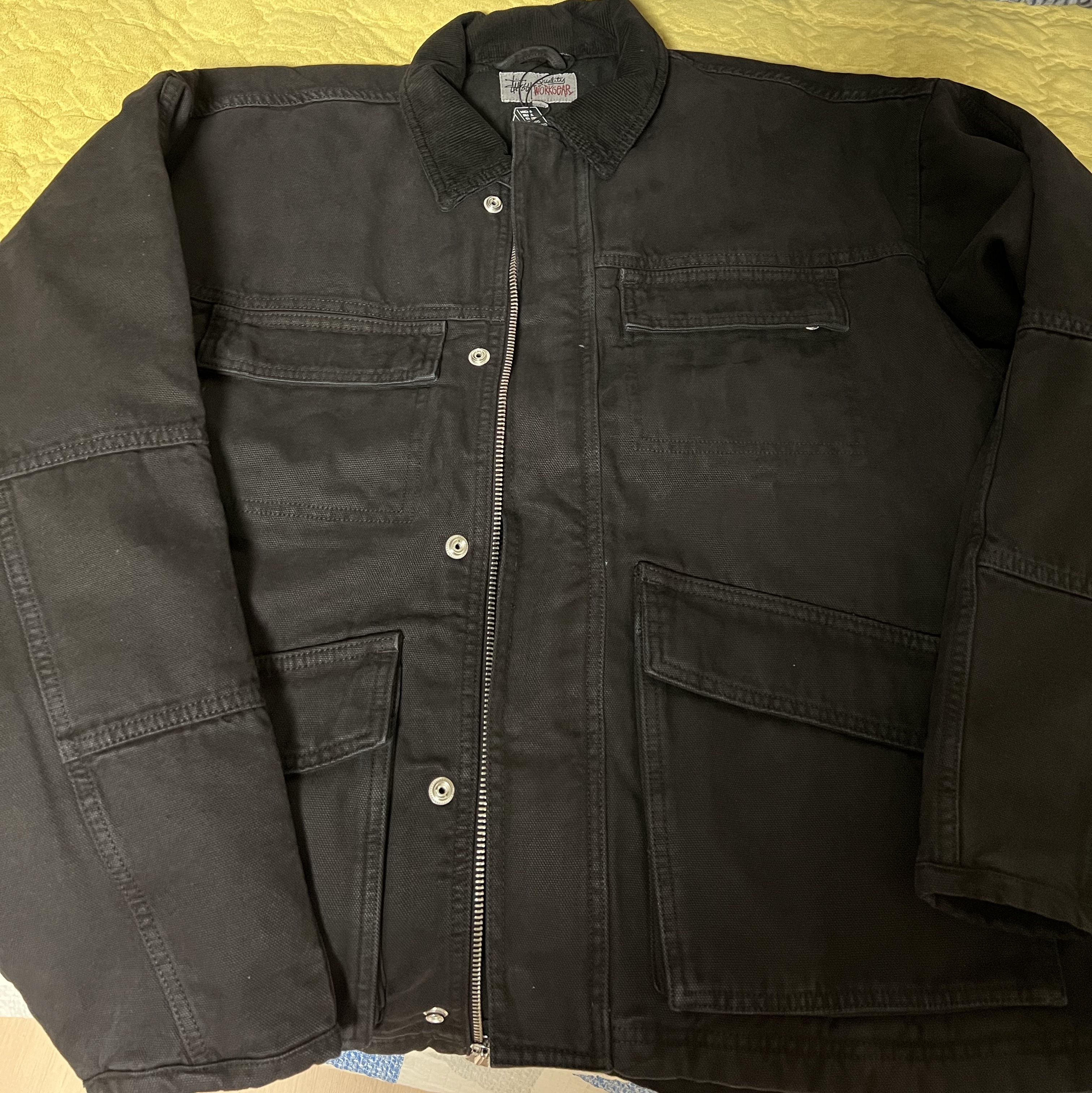 Stussy Washed Canvas Shop Jacket Black 착용 스타일