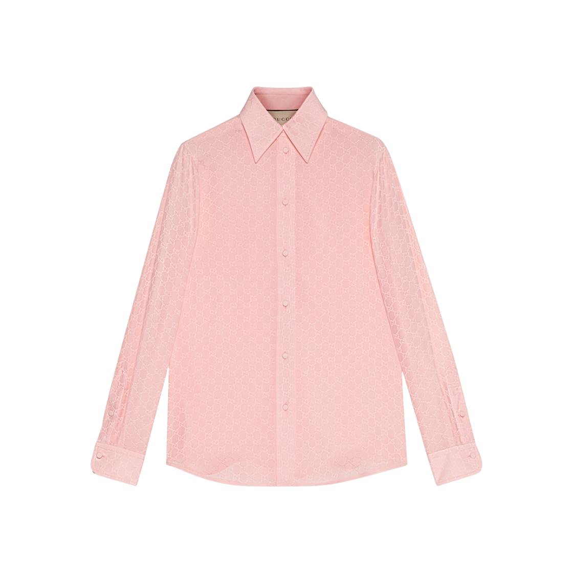 (W) Gucci GG Silk Crepe Shirt Light Pink 상세 이미지 1