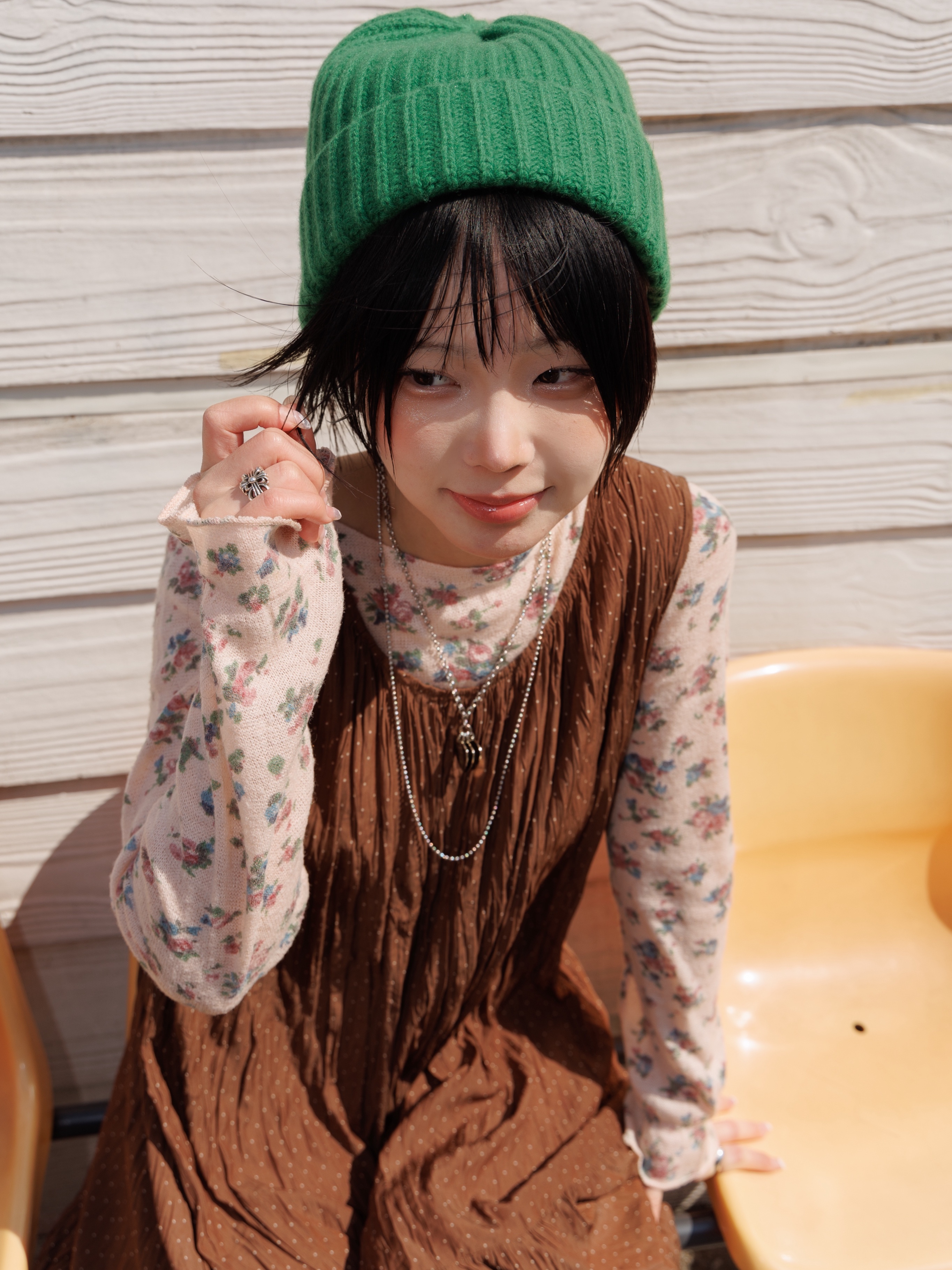 (W) Adidas Spezial Handball Collegiate Green, (W) Hysteric Glamour On Skull Pick Necklace Silver 착용 스타일 - 3