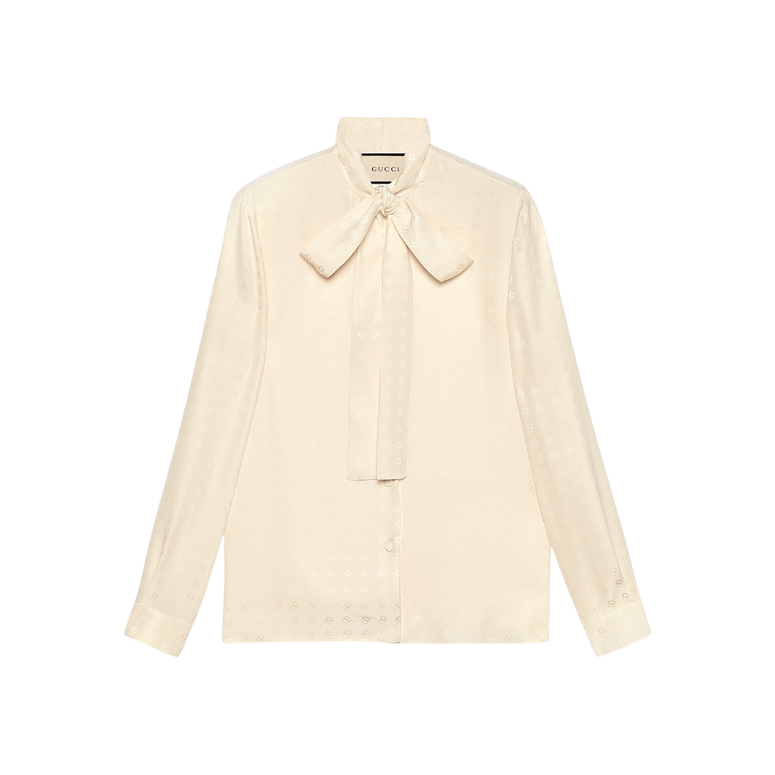 (W) Gucci Double G Crepe Satin Shirt Cream 상세 이미지 1