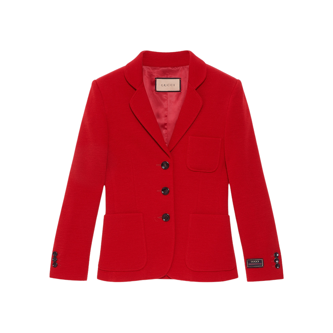 (W) Gucci Wool Jersey Jacket with Web Label Red 상세 이미지 1