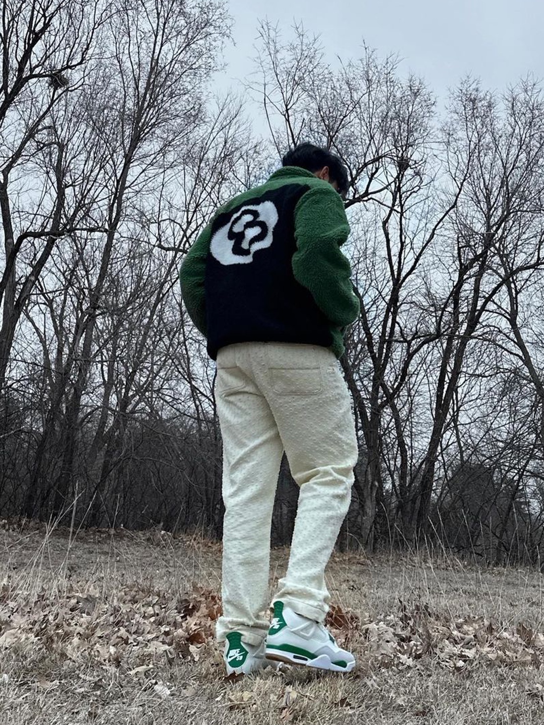 Stussy 8 Ball Sherpa Jacket Green 착용 스타일 - 5