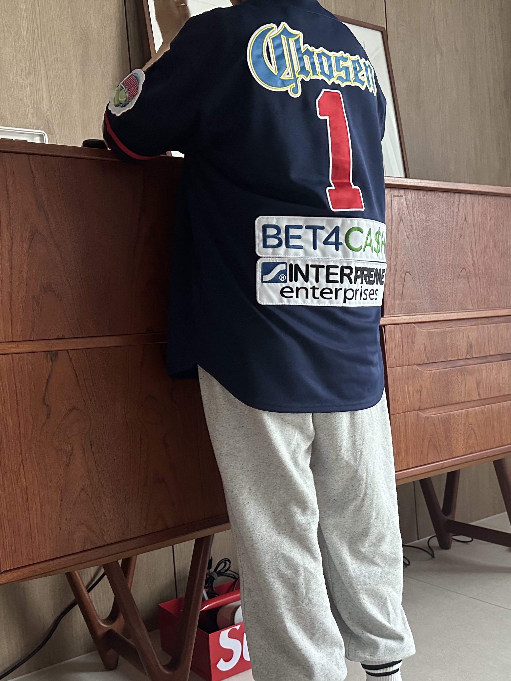 Supreme Chosen One Baseball Jersey Navy - 24SS 착용 스타일 - 3