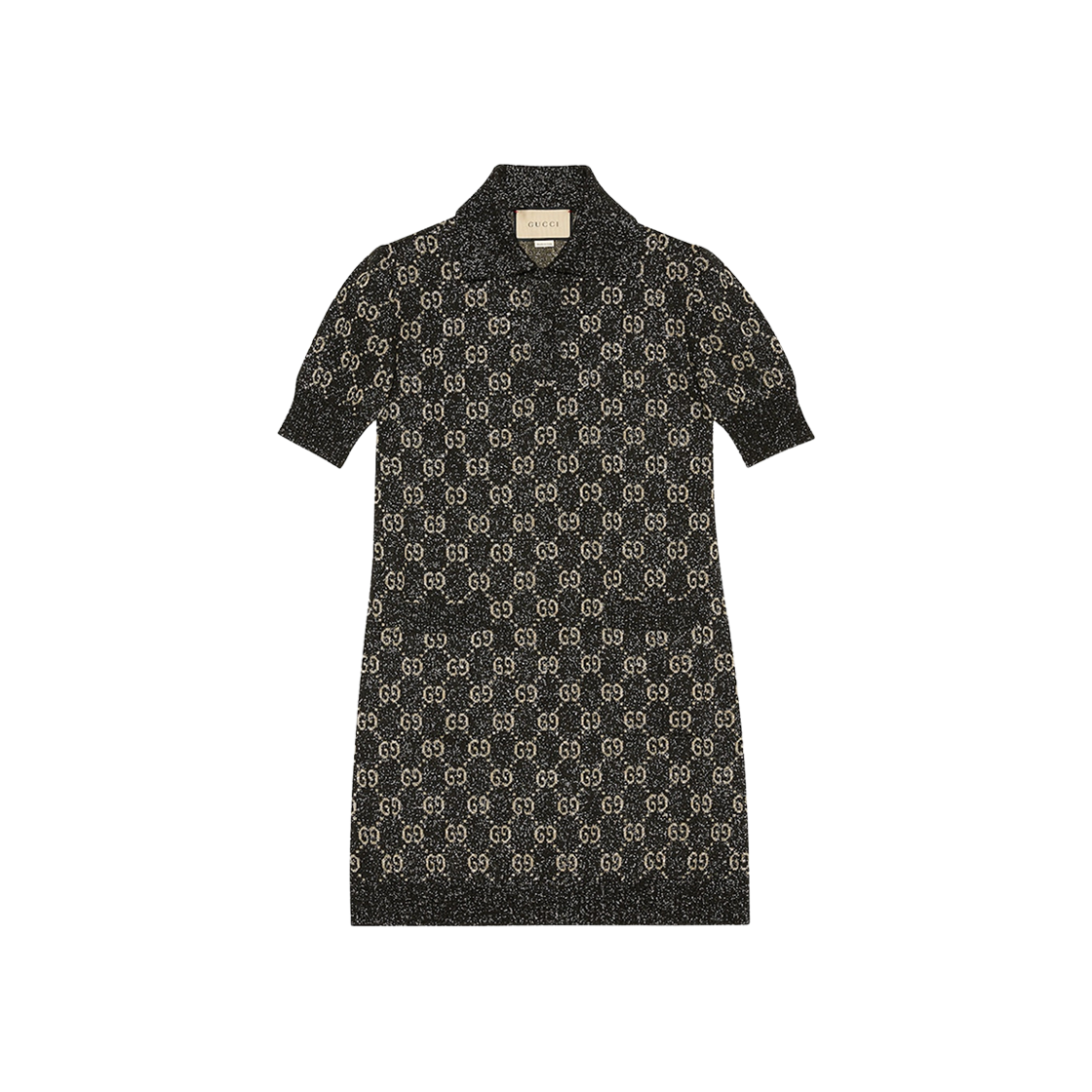 (W) Gucci Lame GG Jacquard Polo Dress Black Beige 상세 이미지 1