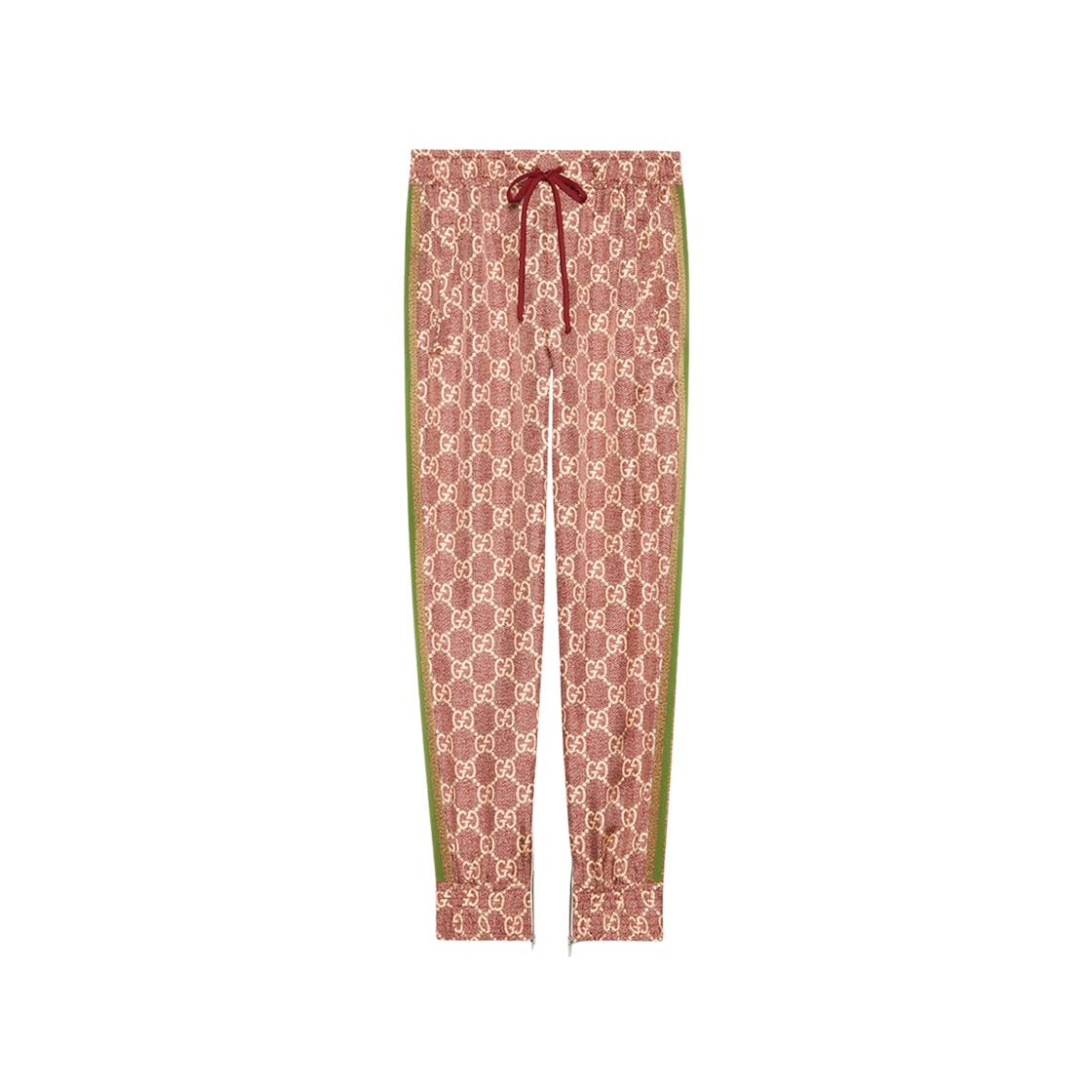 (W) Gucci GG Supreme Print Silk Trousers Pink Beige 상세 이미지 1