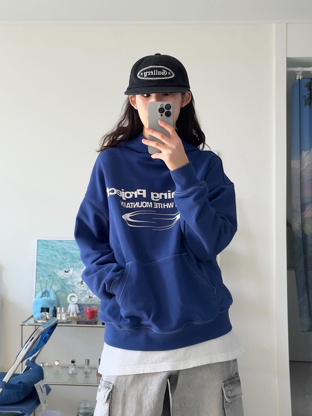 Opening Project Identity Hoodie Cobalt Blue 착용 스타일 - 1