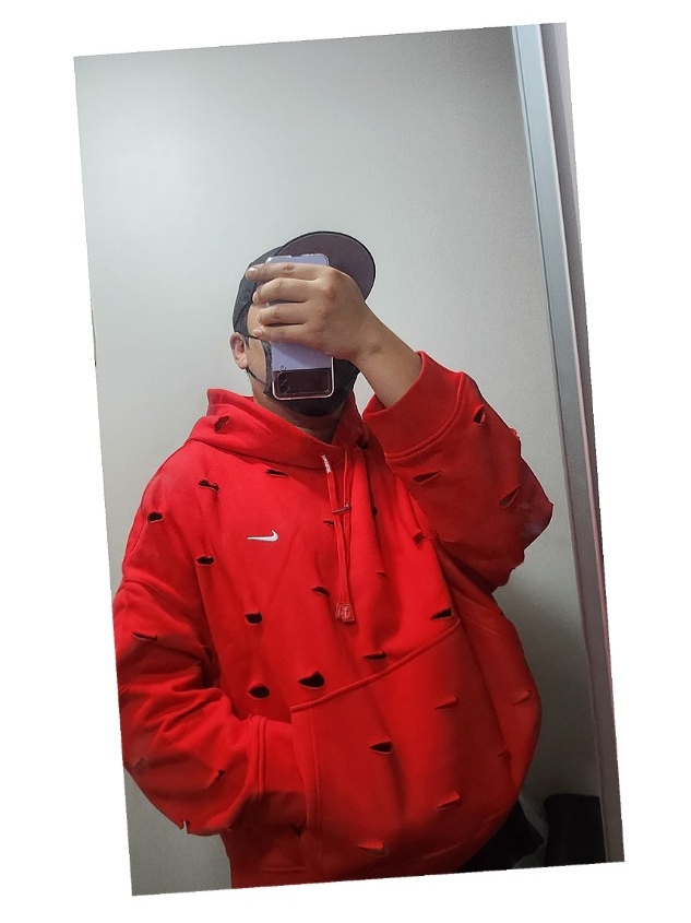 Nike x Jacquemus Swoosh Hoodie University Red - Asia 착용 스타일