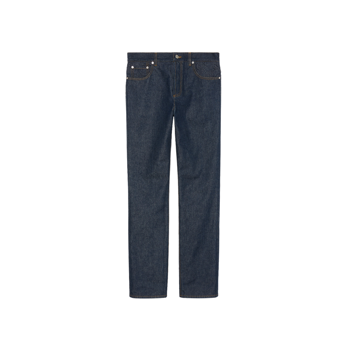 Gucci Denim Trousers with GG Embossed Detail Dark Blue 상세 이미지 1