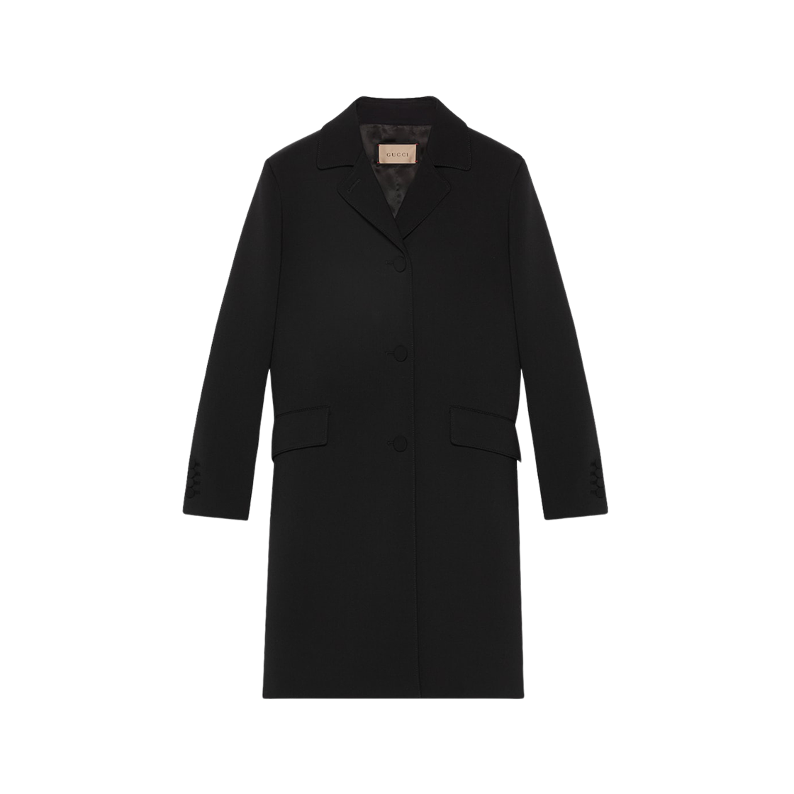 (W) Gucci Wool Neoprene Coat with Horsebit Black 상세 이미지 1