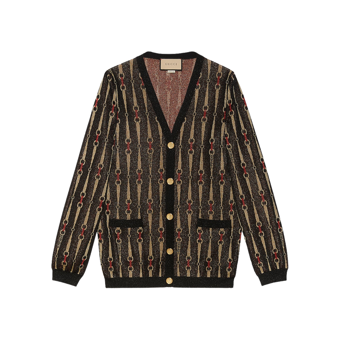 (W) Gucci Lame Horsebit Jacquard Cardigan Black Multicolour 상세 이미지 1