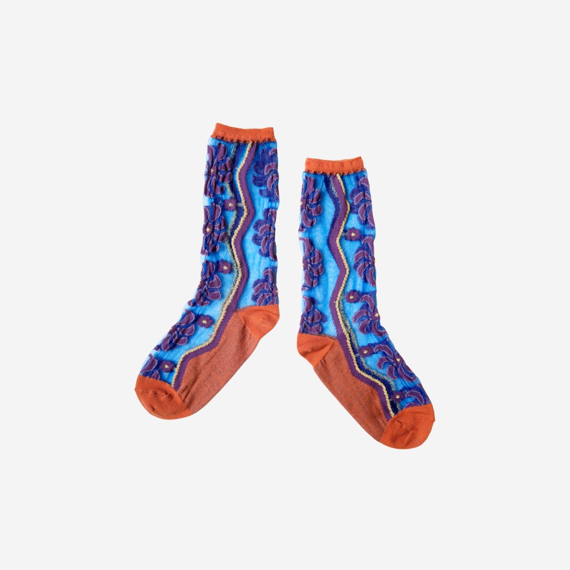 Kapital 200 Pieces Mulan Quilt Pattern See Through Socks Blue 상세 이미지 1