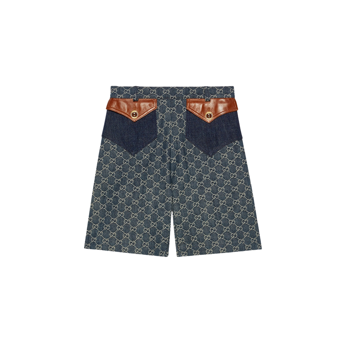 (W) Gucci Washed Organic Denim Shorts Dark Blue Ivory 상세 이미지 1