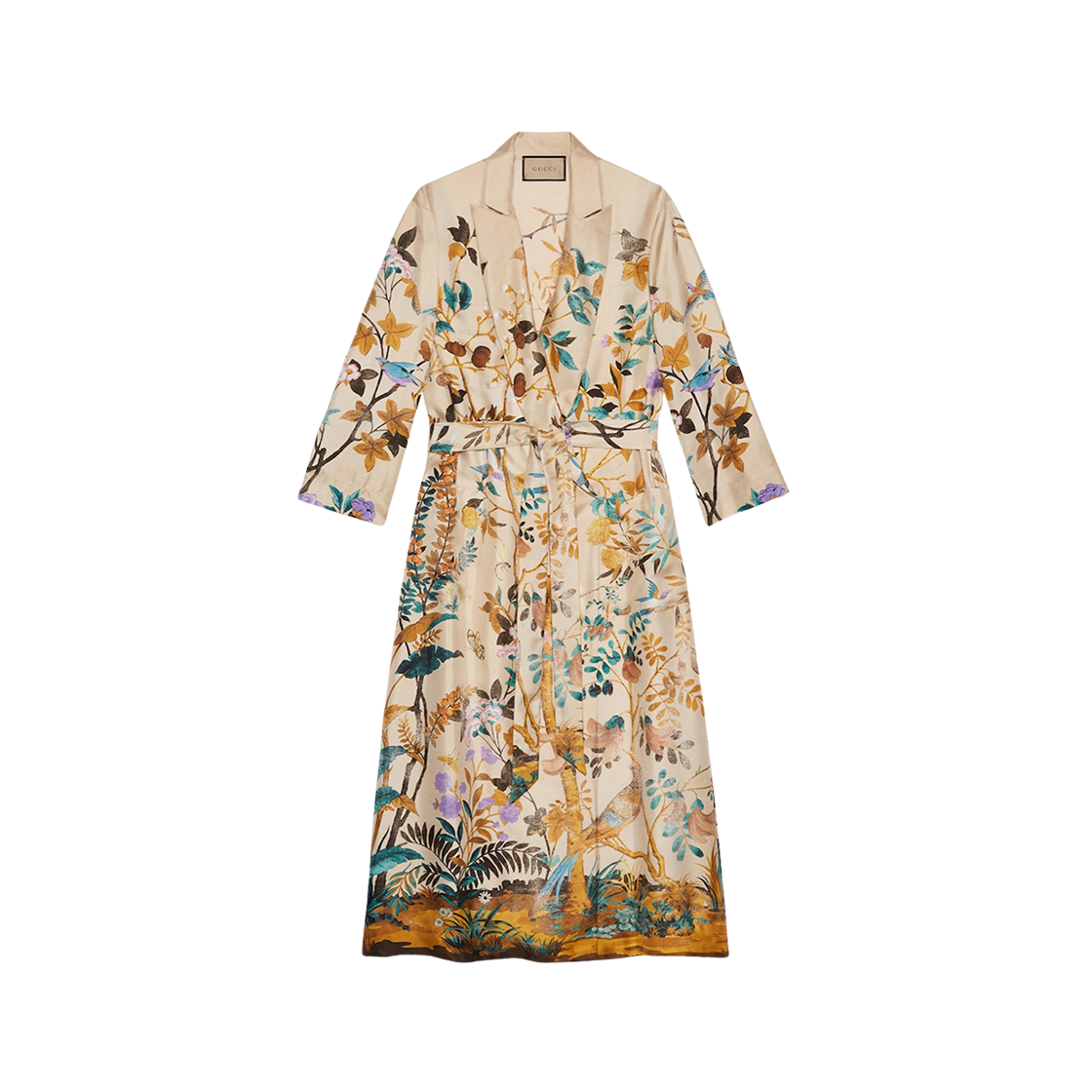 (W) Gucci Tian Print Silk Gown Ivory Lilac 상세 이미지 1