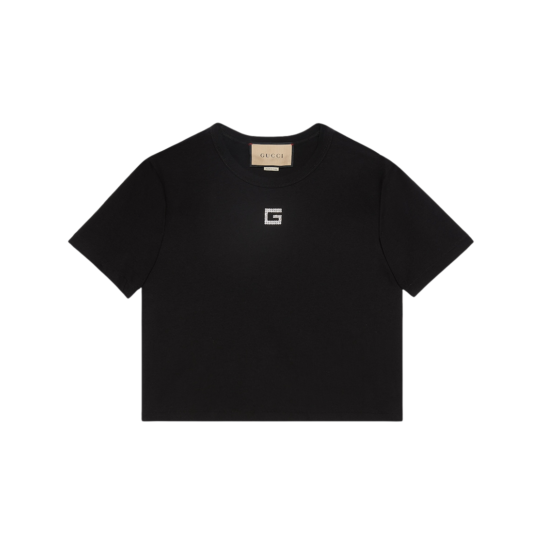 (W) Gucci Cotton Jersey T-Shirt with Crystal Black 상세 이미지 1