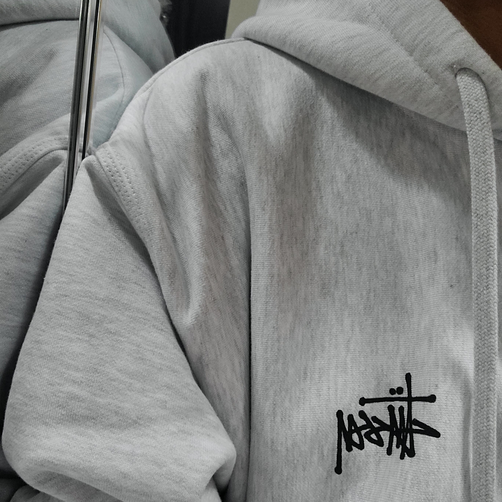 Stussy Basic Stussy Zip Hoodie Ash Heather 착용 스타일 - 4