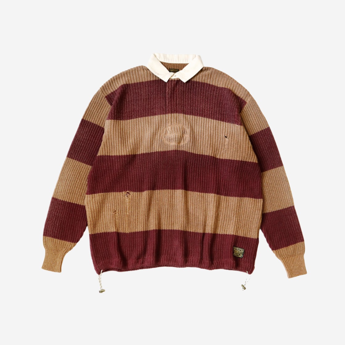 Kapital 5G Cotton Knit Rugby Shirt Brown Red 상세 이미지 1