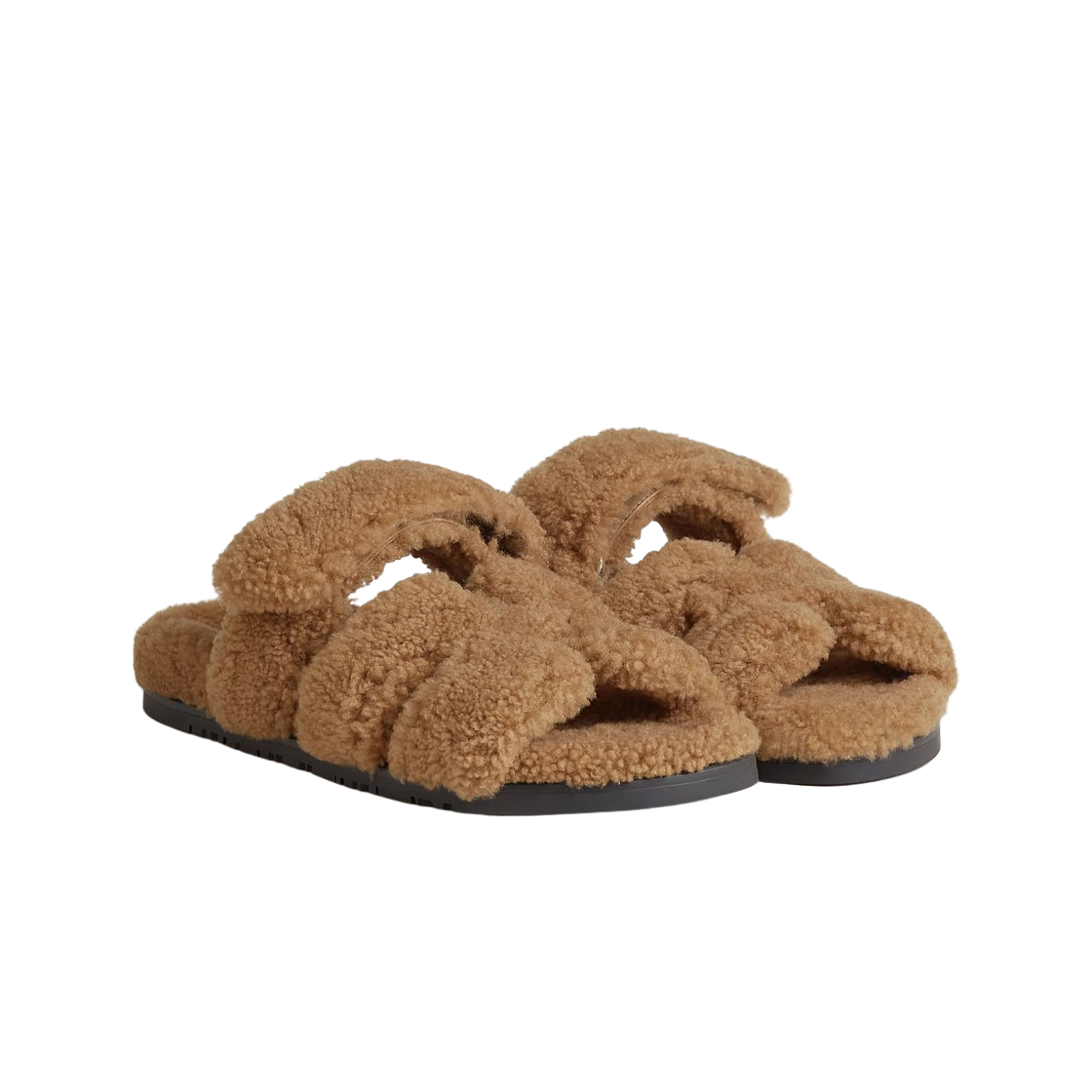 (W) 에르메스 시프레 샌들 울스킨 & 베쥬 아흐질((W) Hermes Chypre Sandal Woolskin & Beige Argile) - 2