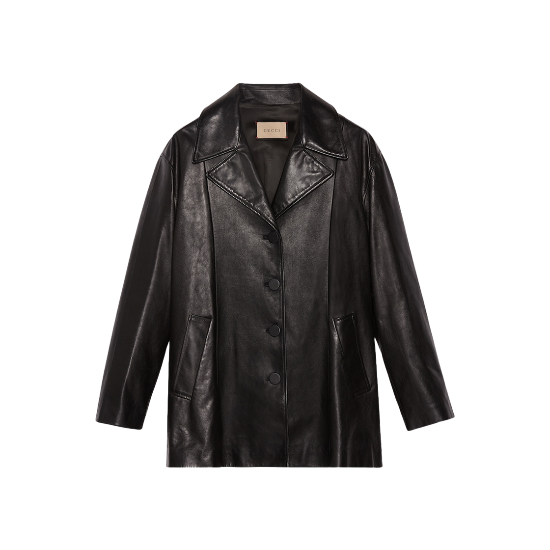 (W) Gucci Leather Coat Black 상세 이미지 1