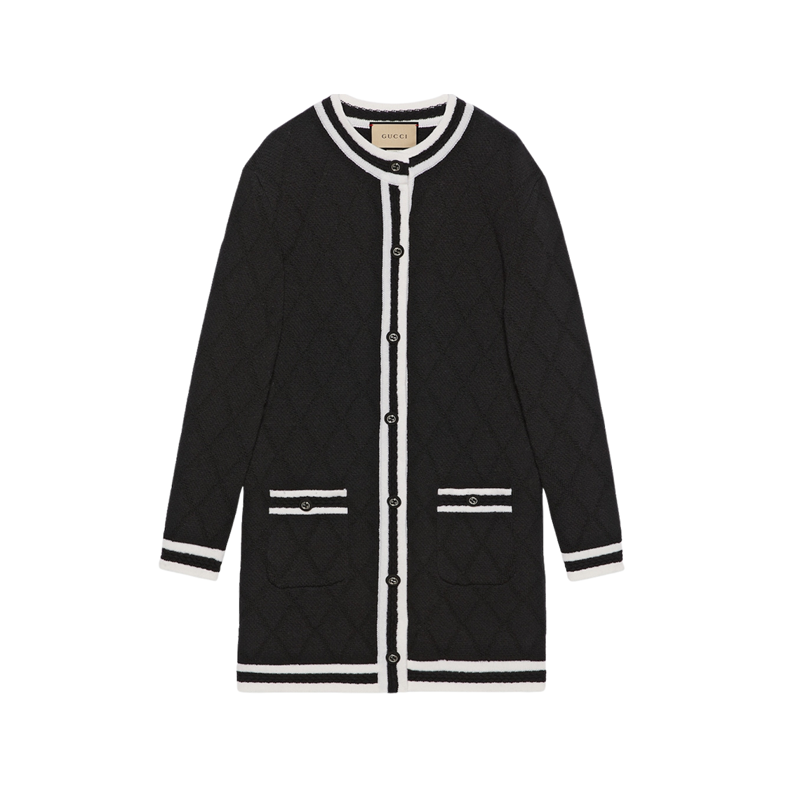 (W) Gucci Extra Fine Wool Piquet Coat Black Ivory 상세 이미지 1