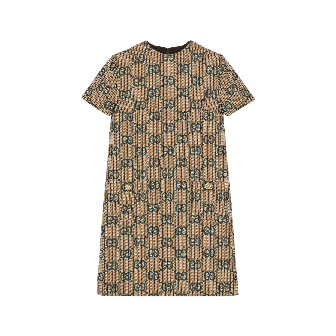 (W) Gucci GG Wool Dress Beige Dark Green 상세 이미지 1