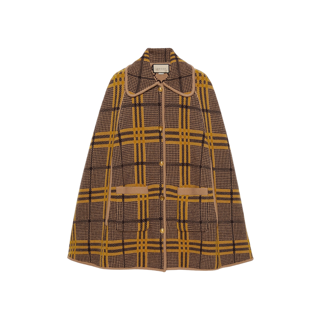 (W) Gucci Reversible Knit Wool Cape Camel Brown 상세 이미지 1