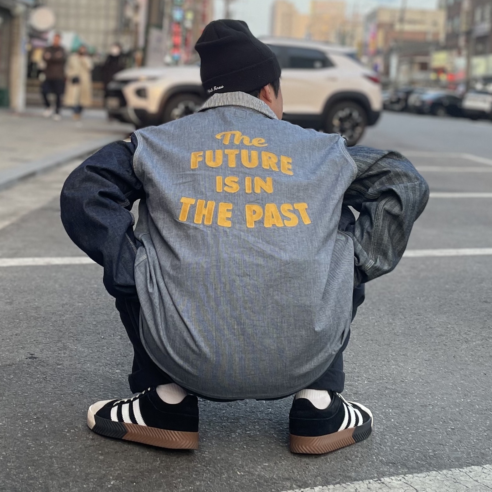 Human Made Crazy Coverall Jacket #2 Indigo, Supreme New Era Box Logo Beanie Black - 21FW 착용 스타일 - 2