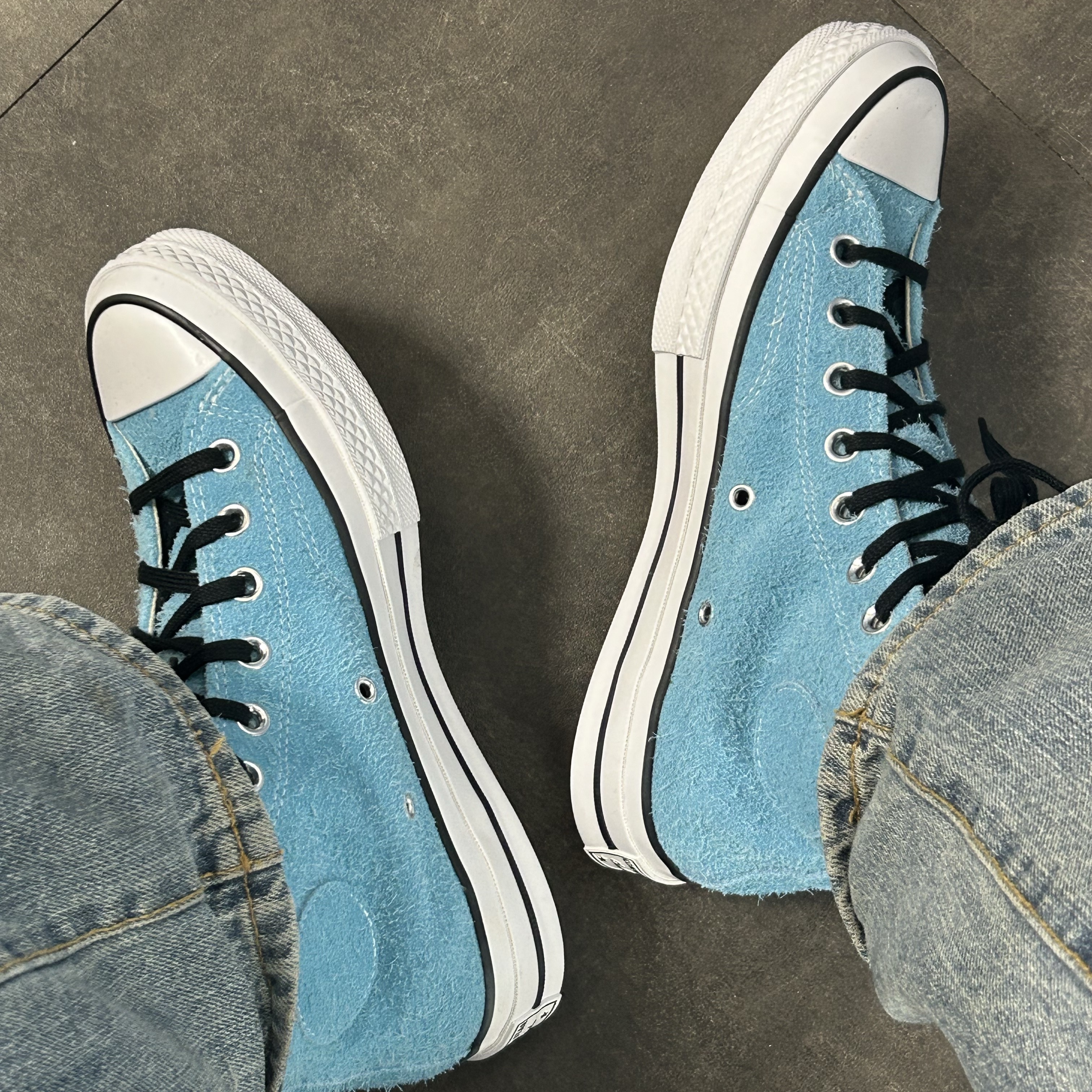 Converse x Stussy Chuck 70 Hi Sky Blue 착용 스타일