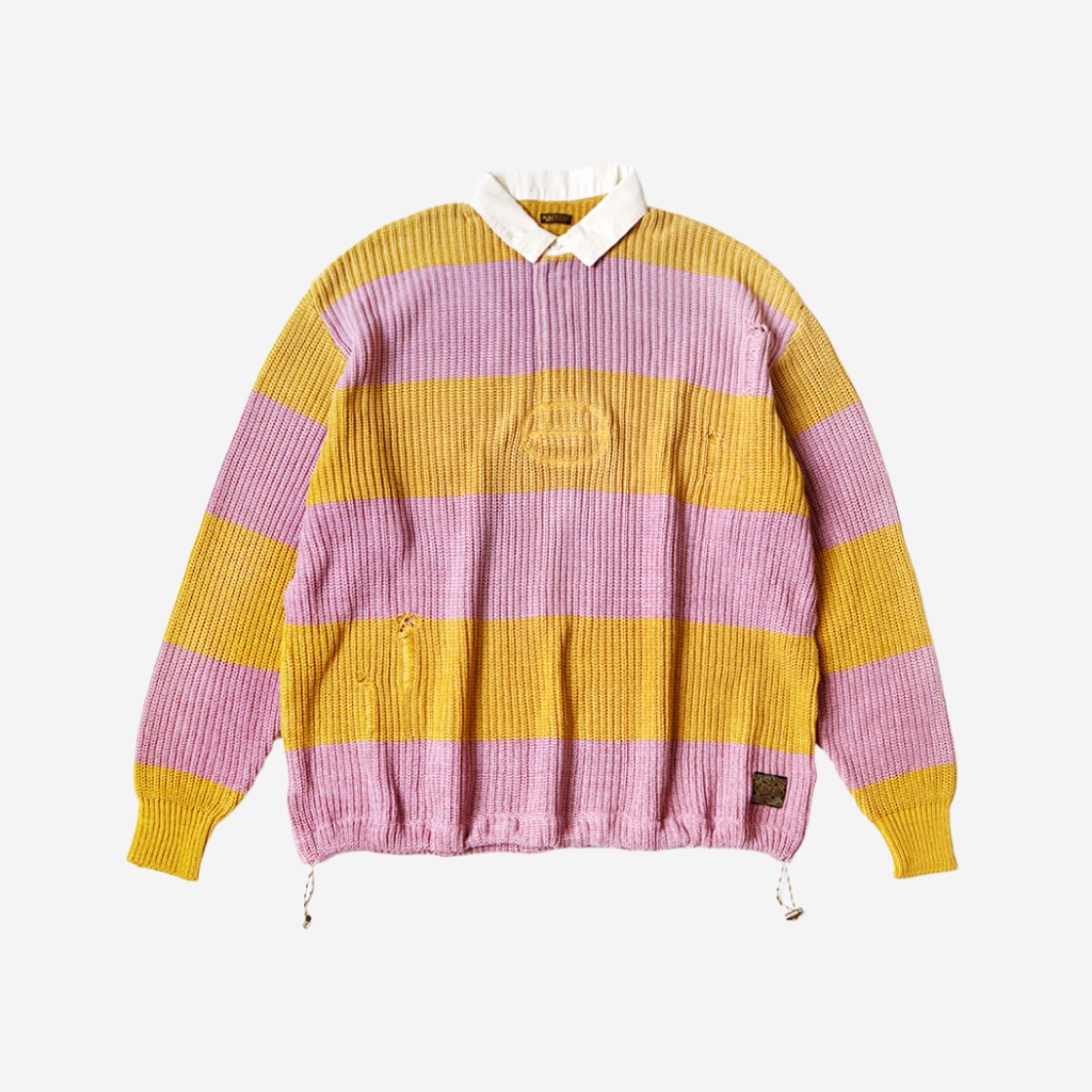 Kapital 5G Cotton Knit Rugby Shirt Yellow Pink 상세 이미지 1