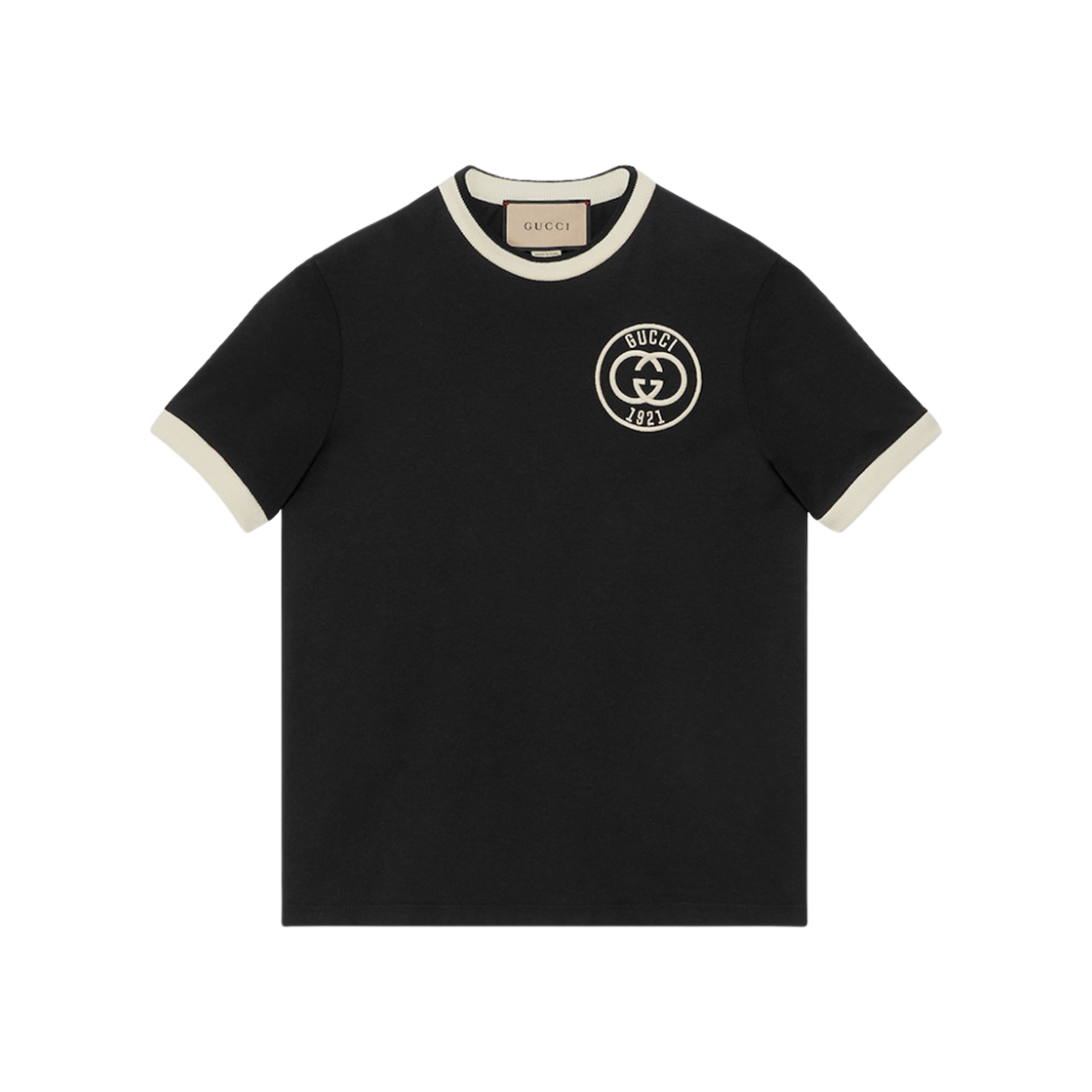 (W) Gucci Cotton Jersey T-Shirt with Embroidery Black 상세 이미지 1