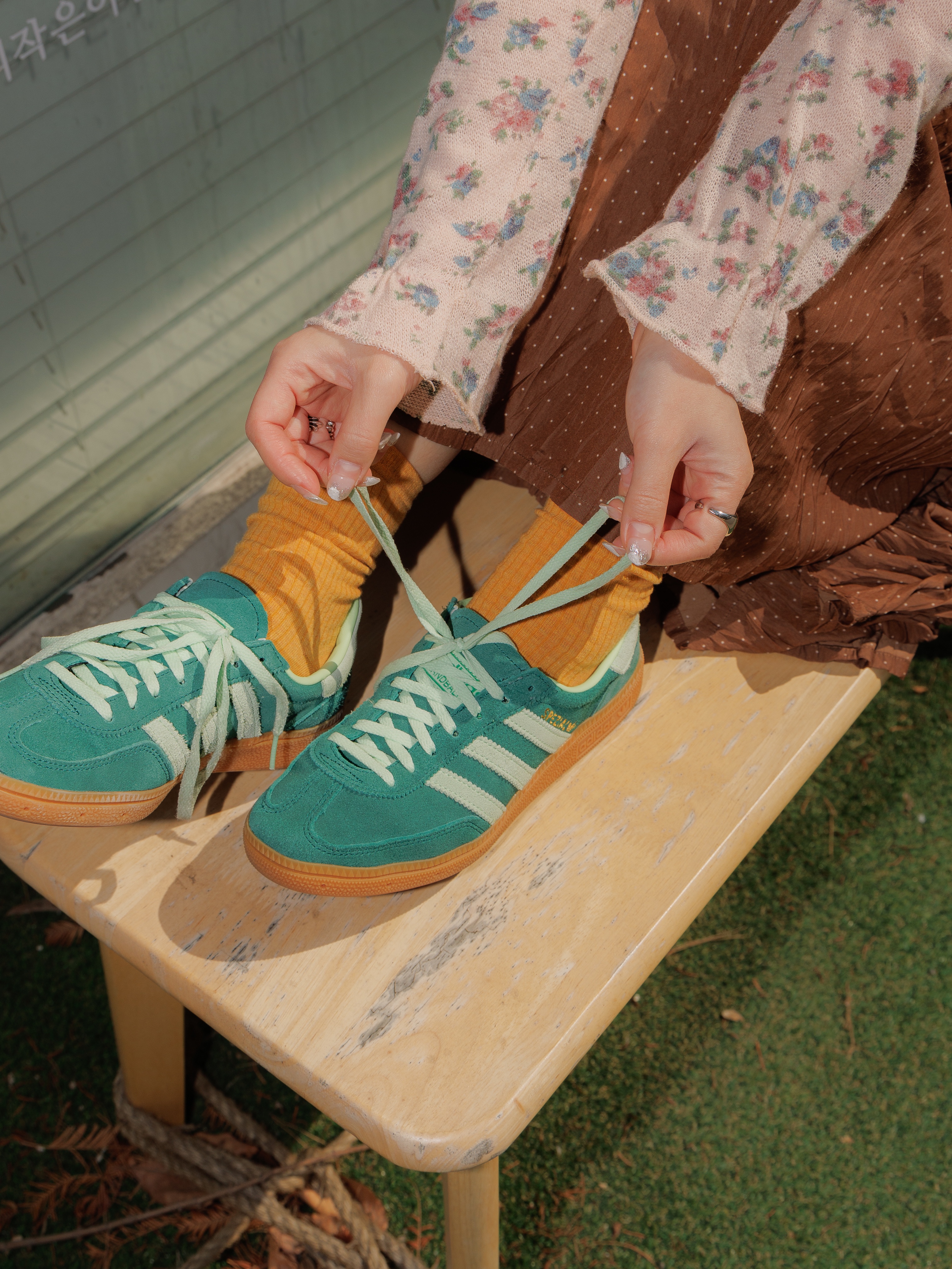 (W) Adidas Spezial Handball Collegiate Green, (W) Hysteric Glamour On Skull Pick Necklace Silver 착용 스타일 - 5