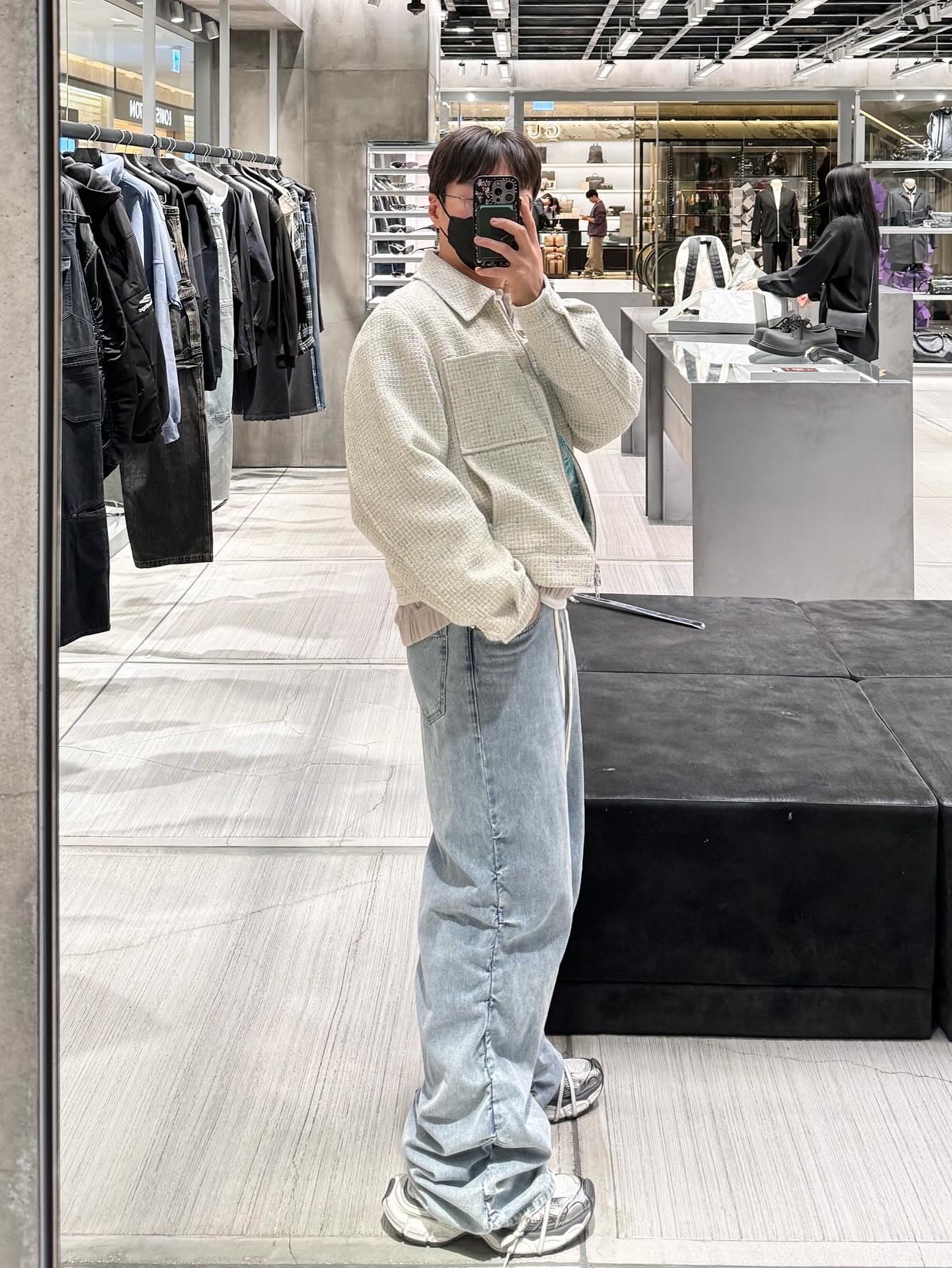 Wooyoungmi Tweed Jacket White - 24SS, Balenciaga Steroid Derby Black 착용 스타일 - 4