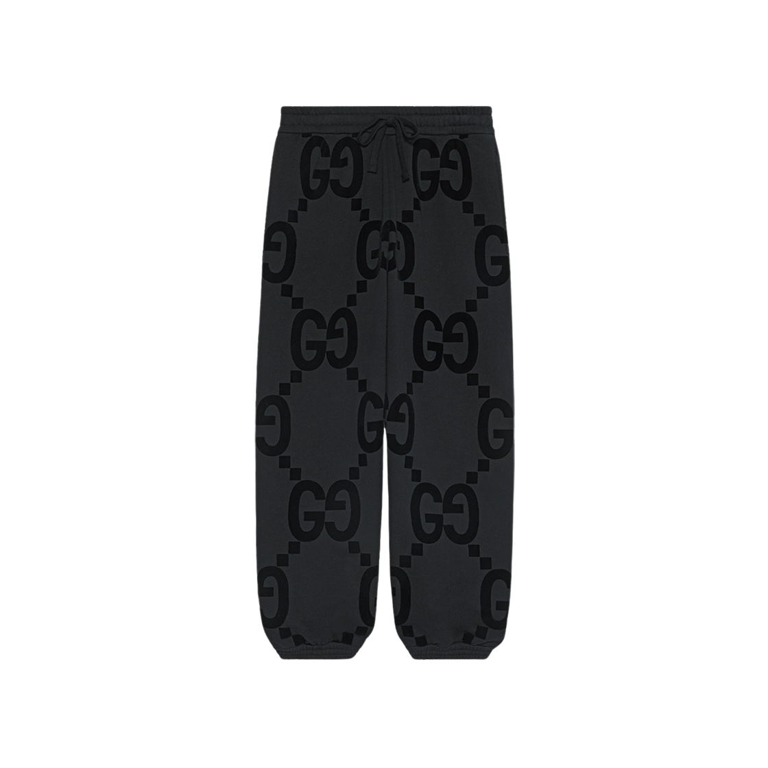 Gucci GG Flocked Print Cotton Fleece Sweatpant Black 상세 이미지 1