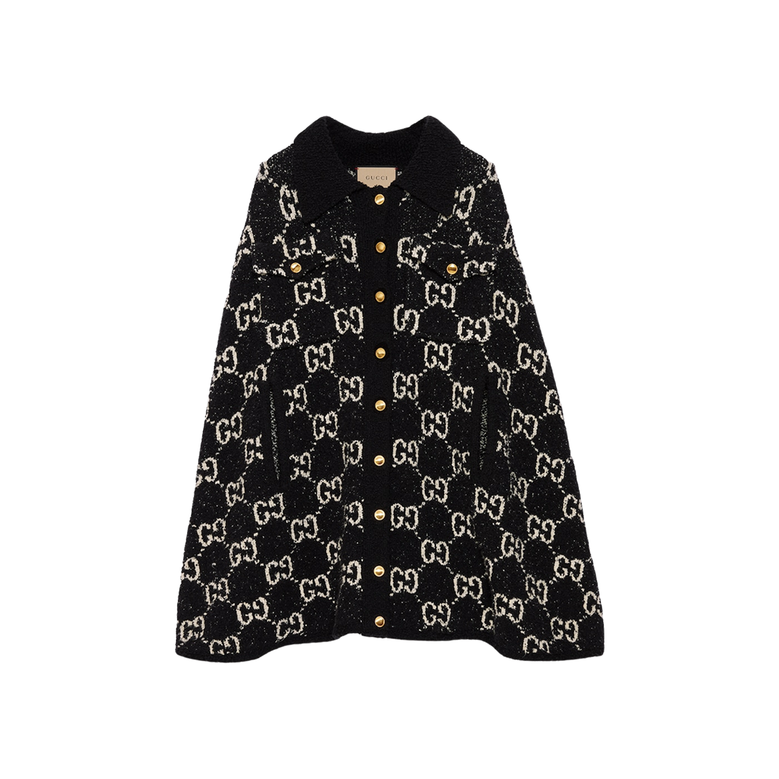 (W) Gucci Fine Cotton Cape with GG Jacquard Black Ivory 상세 이미지 1