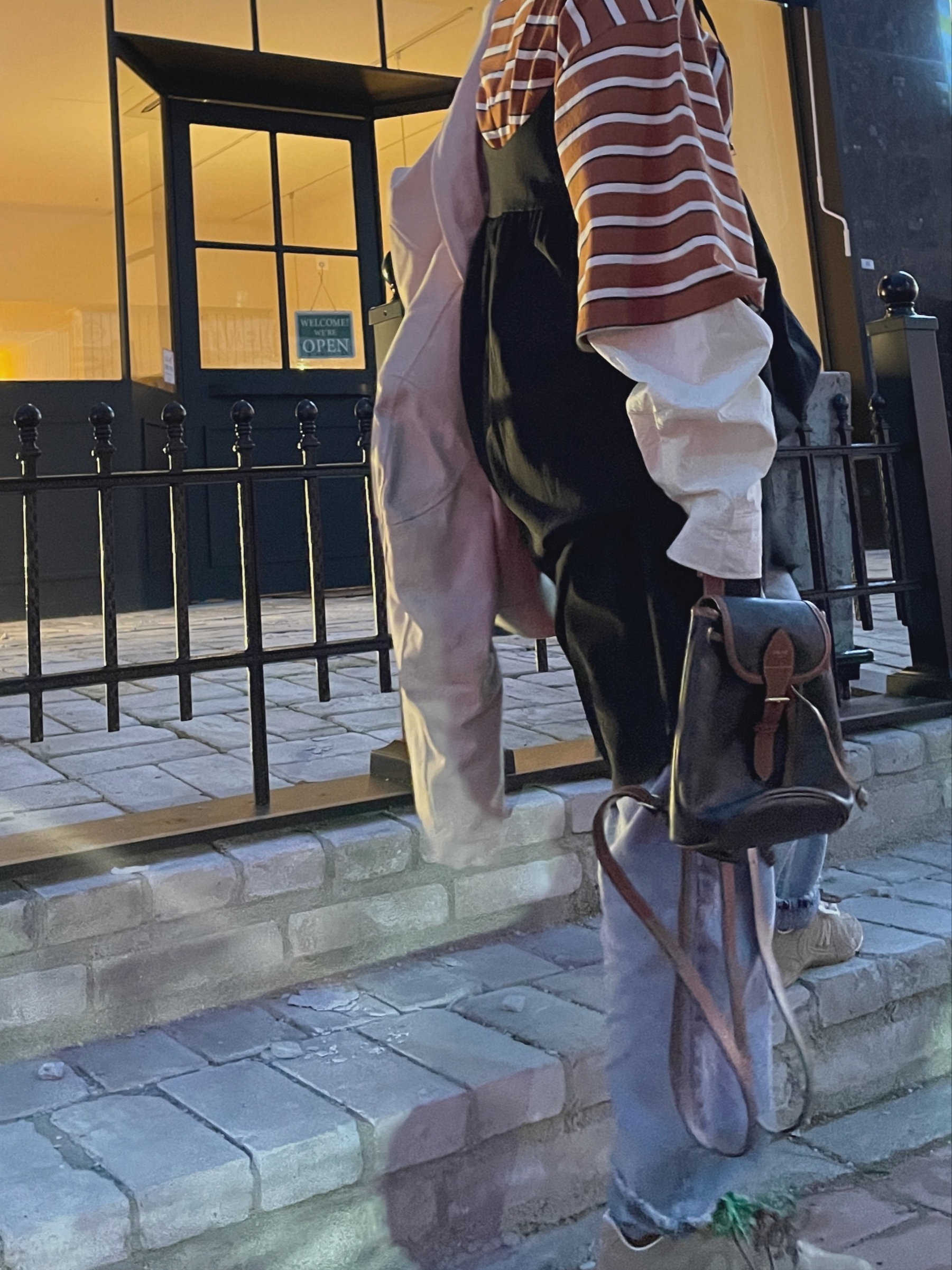 (W) New Balance x Miu Miu 530 Suede Mesh Sneakers Ecru, Celine Mini Backpack Folco in Triomphe Canvas and Calfskin Tan 착용 스타일 - 7