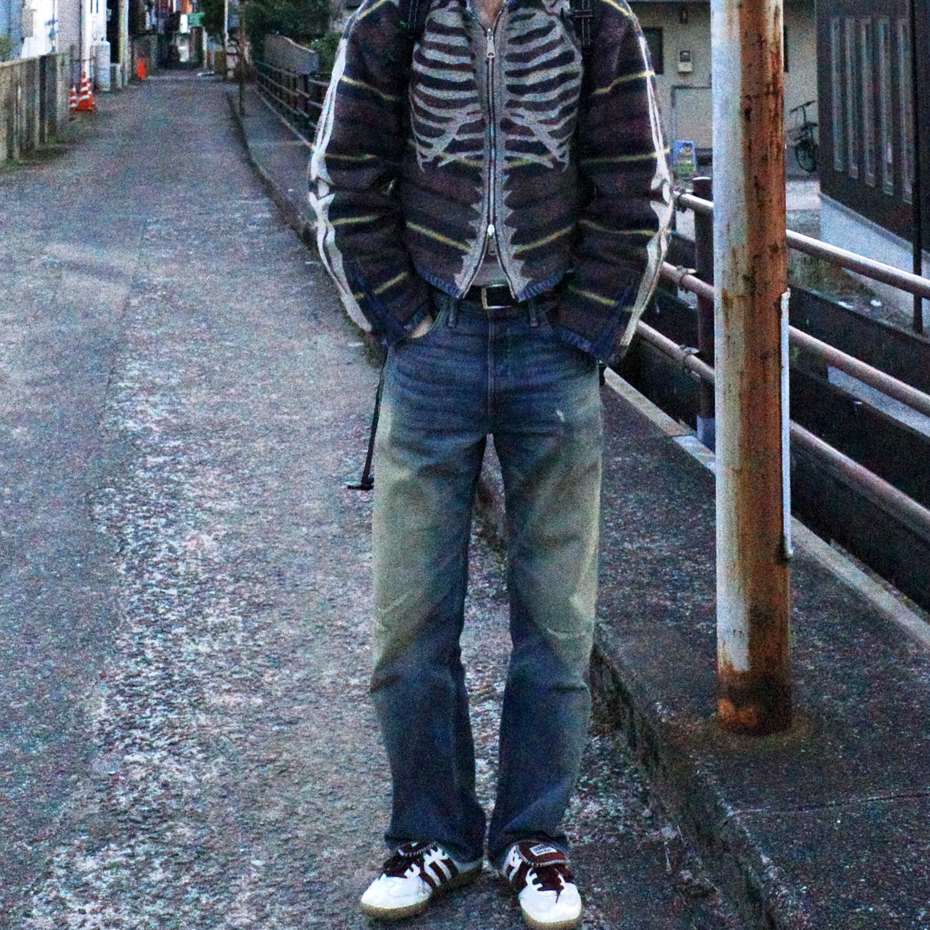 Kapital 14 oz. Denim Bone Lining Reversible Motocross Jacket Indigo 착용 스타일