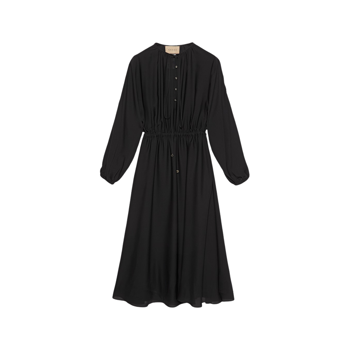 (W) Gucci Silk Satin Georgette Dress Black 상세 이미지 1