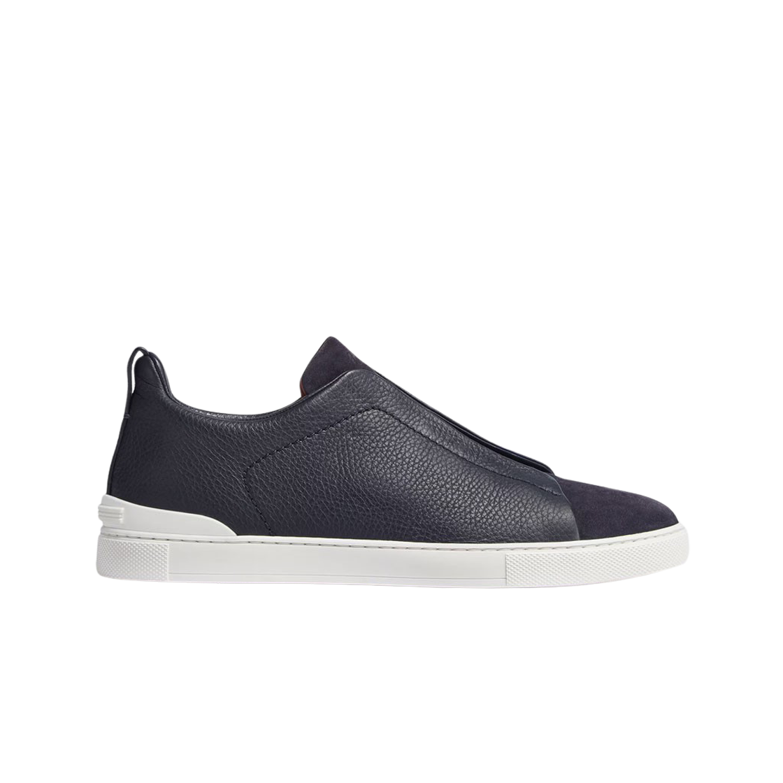 제냐 레더 스웨이드 트리플 스티치 스니커즈 네이비 블루(Zegna Leather Suede Triple Stitch Sneakers Navy Blue)