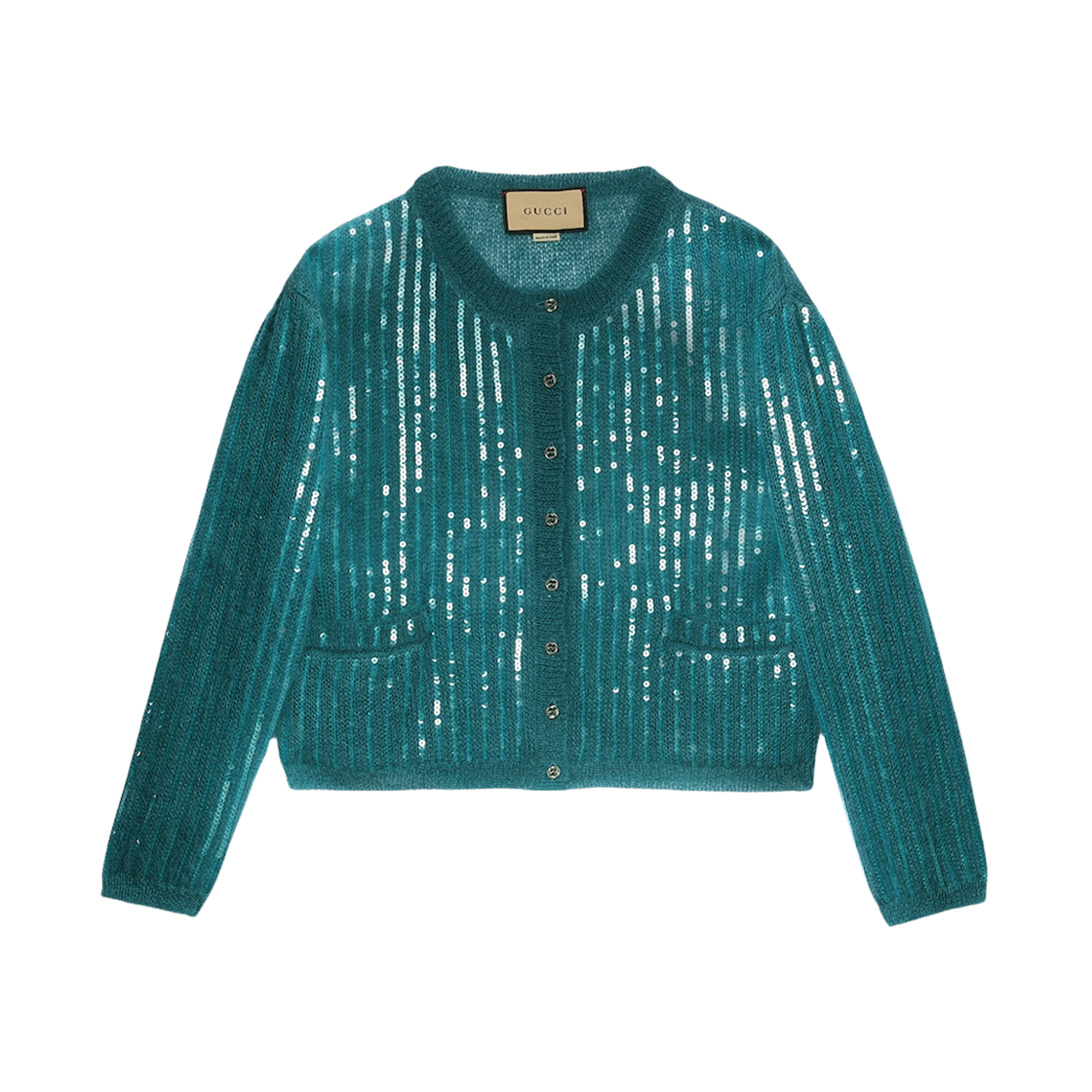 (W) Gucci Mohair Silk Cardigan Teal 상세 이미지 1