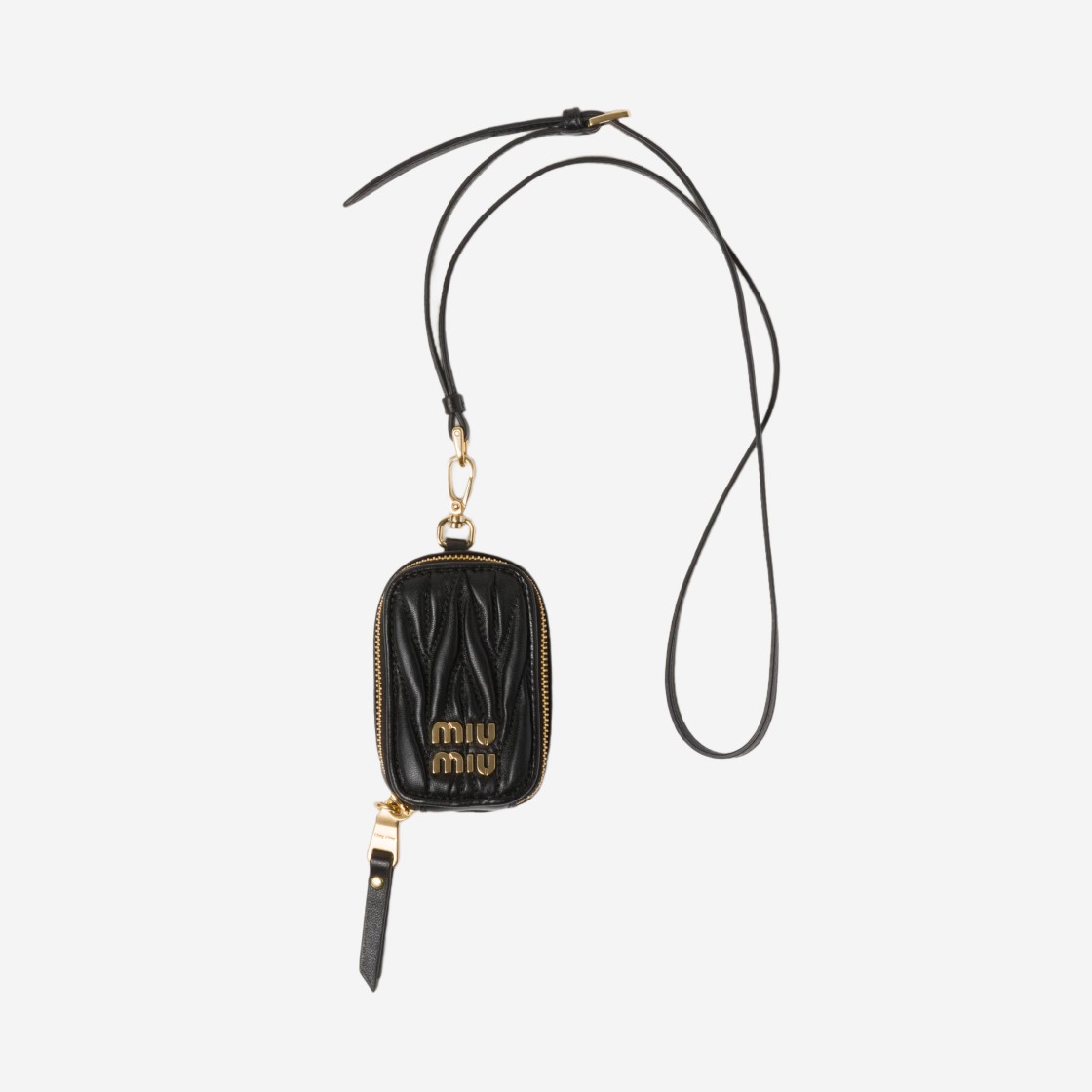 (W) Miu Miu Matelasse Nappa Leather Mini-Pouch With Mirror Black 상세 이미지 1