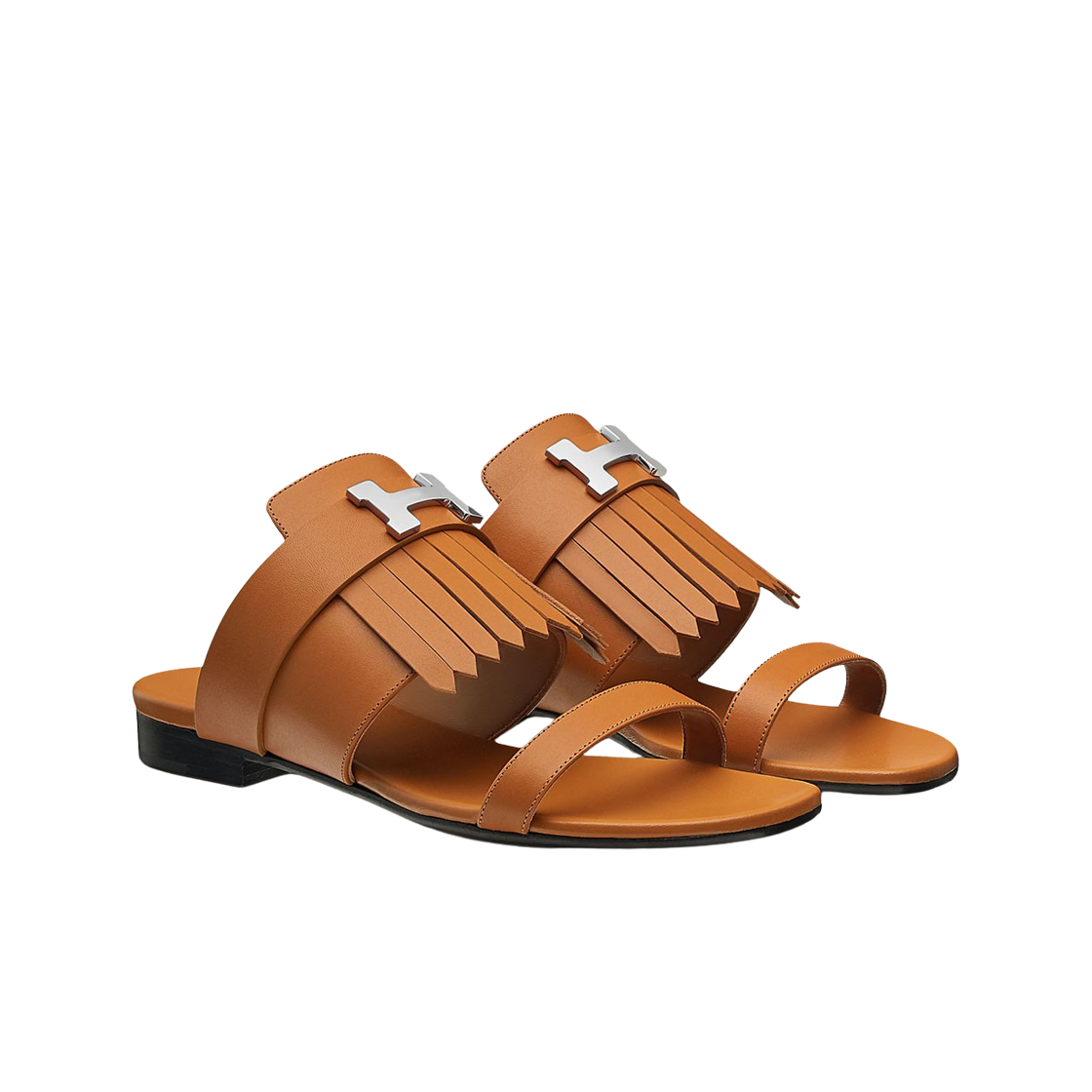 (W) 에르메스 코랄리아 샌들 카프스킨 & 팔라듐 하드웨어 베쥬 도레((W) Hermes Coralia Sandal Calfskin & Palladium Beige Dore) - 2