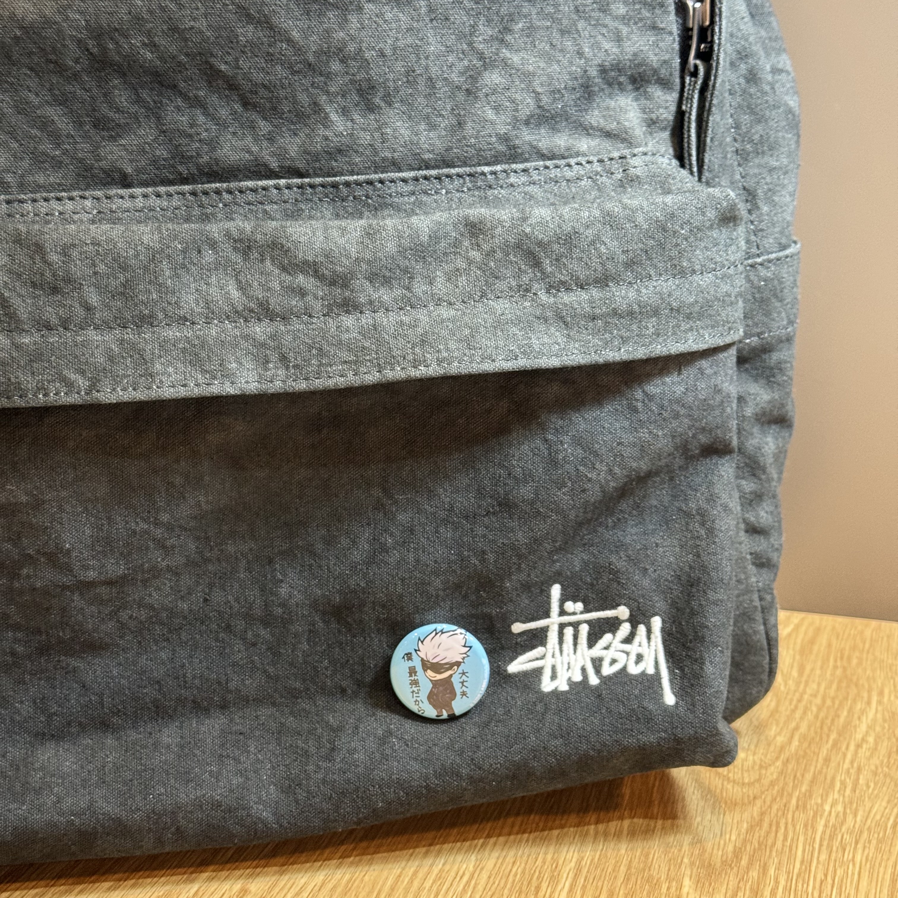 Stussy Canvas Backpack Washed Black 착용 스타일