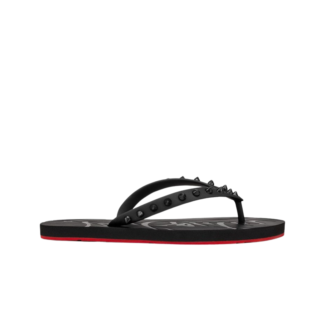 (W) 크리스찬 루부탱 루비 러버 플립 플랍 블랙((W) Christian Louboutin Loubi Rubber Flip Flops Black)