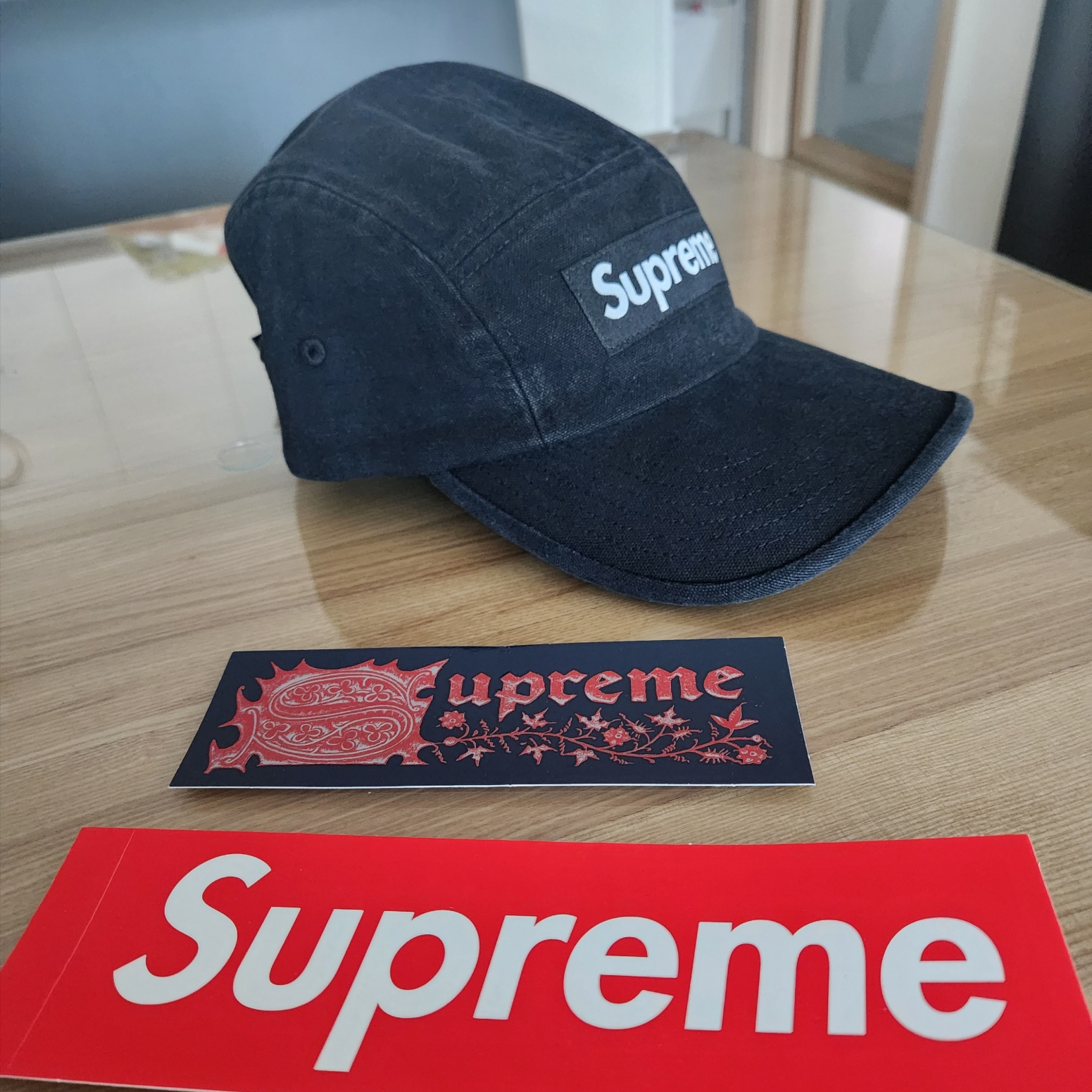 Supreme Washed Canvas Camp Cap Black - 24SS 착용 스타일 - 2