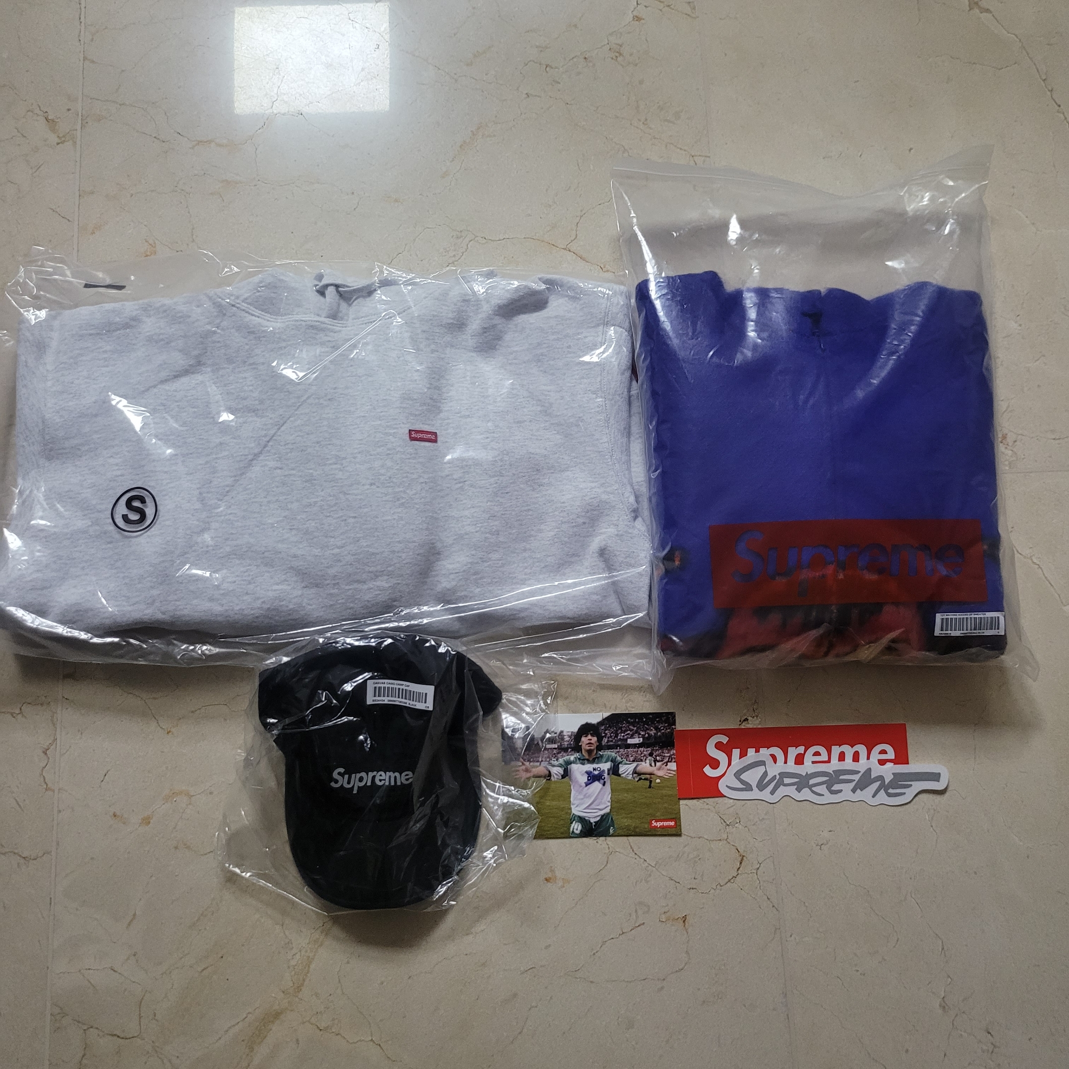 Supreme x Toy Machine Zip Up Hooded Sweater Blue - 24SS, Supreme Small Box Hooded Sweatshirt Ash Grey - 24SS 착용 스타일
